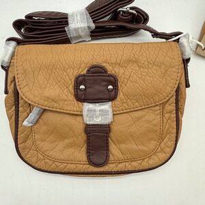 Ampere Creations Tan Faux Leather Crossbody Bag super soft. Adjustable strap